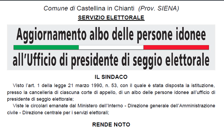 Aggiornamento Albo Presidenti di Seggio