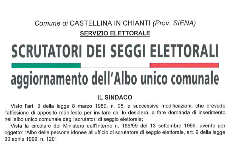 Aggiornamento Albo Scrutatori