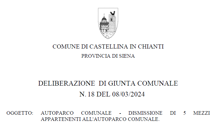 Dismissione n. 5 mezzi appartenenti all’Autoparco Comunale